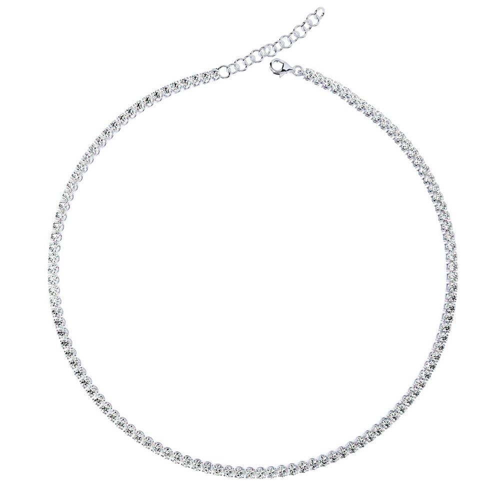 2 Rows Silver Choker Necklace CZ Cubic Zirconia Crystal Women Gift For Her  UK | eBay
